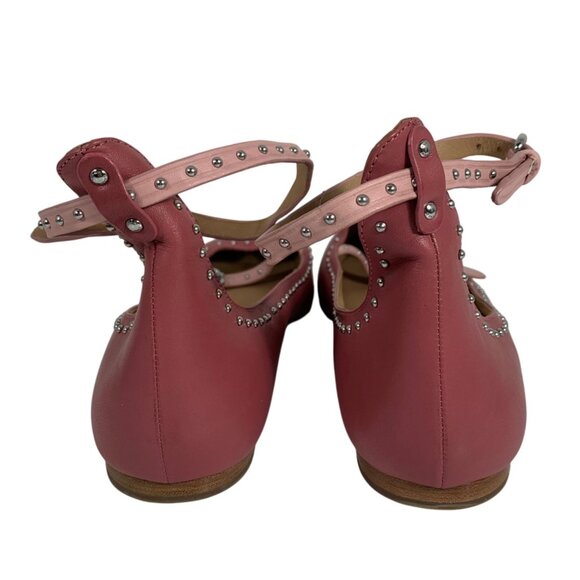 COACH Jody Pink Leather Studded Pointed Toe Flats Ankle Strap Women’s Size 9.5B - Picture 5 of 9